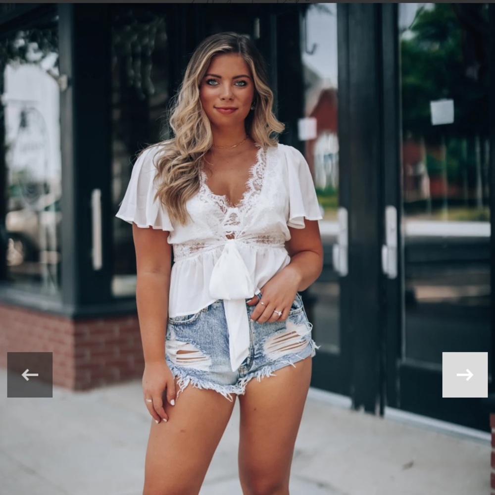 NWOT Fine Lines Lace Blouse (White)